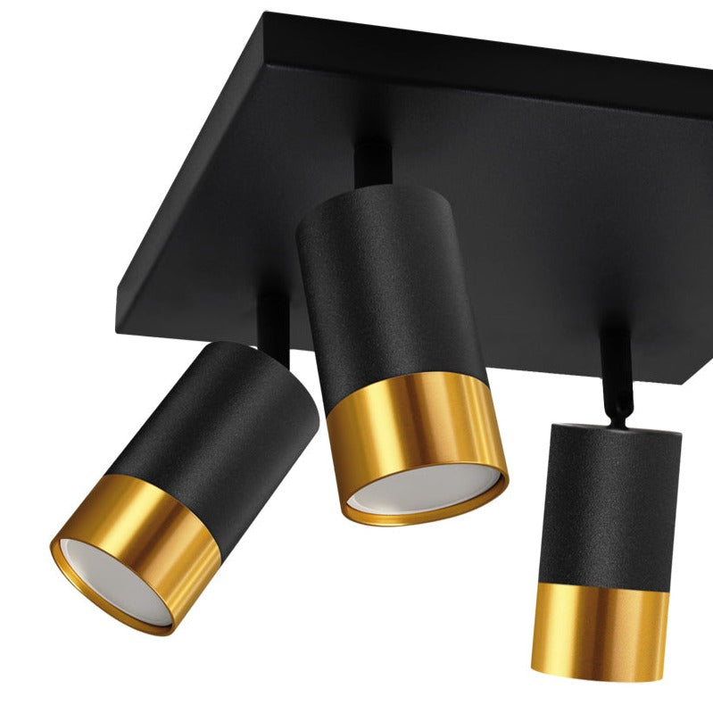 Puzon's elegant and stylish finish makes it the ideal accent to any room. It will look perfect in both traditional and modern environments. It has four adjustable heads so you can set the spot lights according to your preferences. For longevity and durability, the lamp is constructed of aluminium that has been powder coated black and finished with gold detailing.