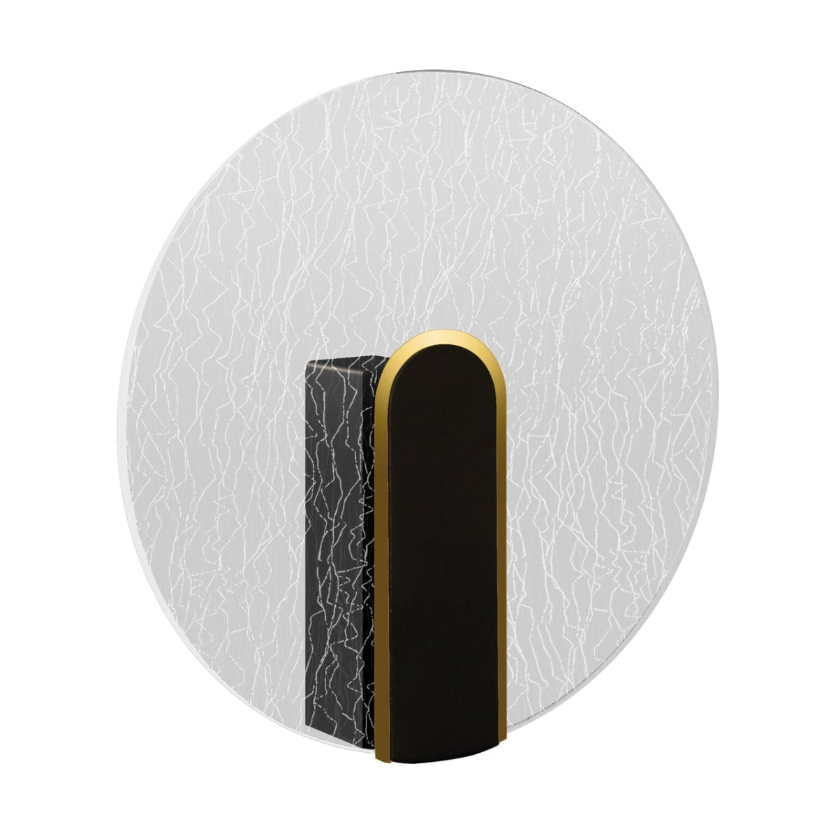 CGC CRACKLE Indoor Round LED Wall Light Black Gold and Crackle Glass Effect 6W 4200k Natural White 730lm