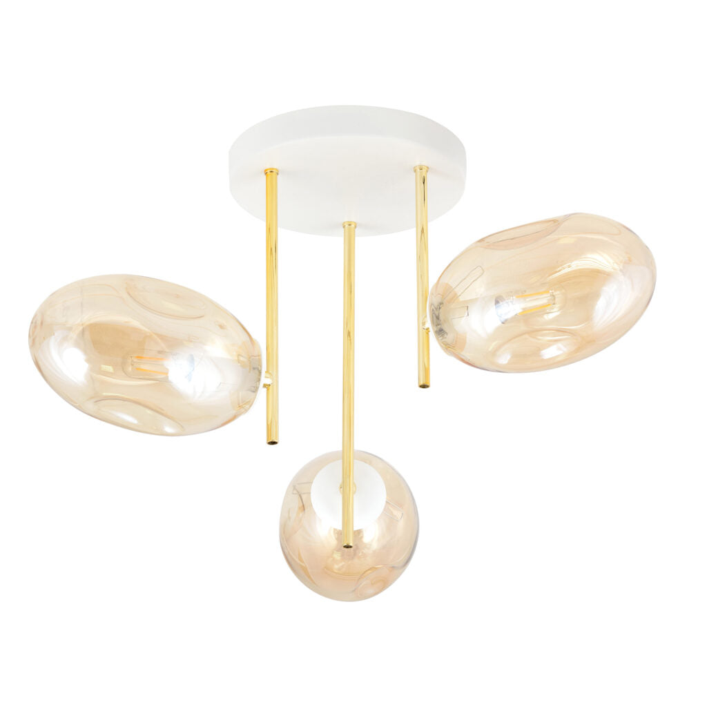 CGC ARGO 3 White Amber Glass Ceiling lamp