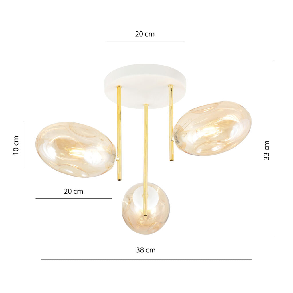 CGC ARGO 3 White Amber Glass Ceiling lamp