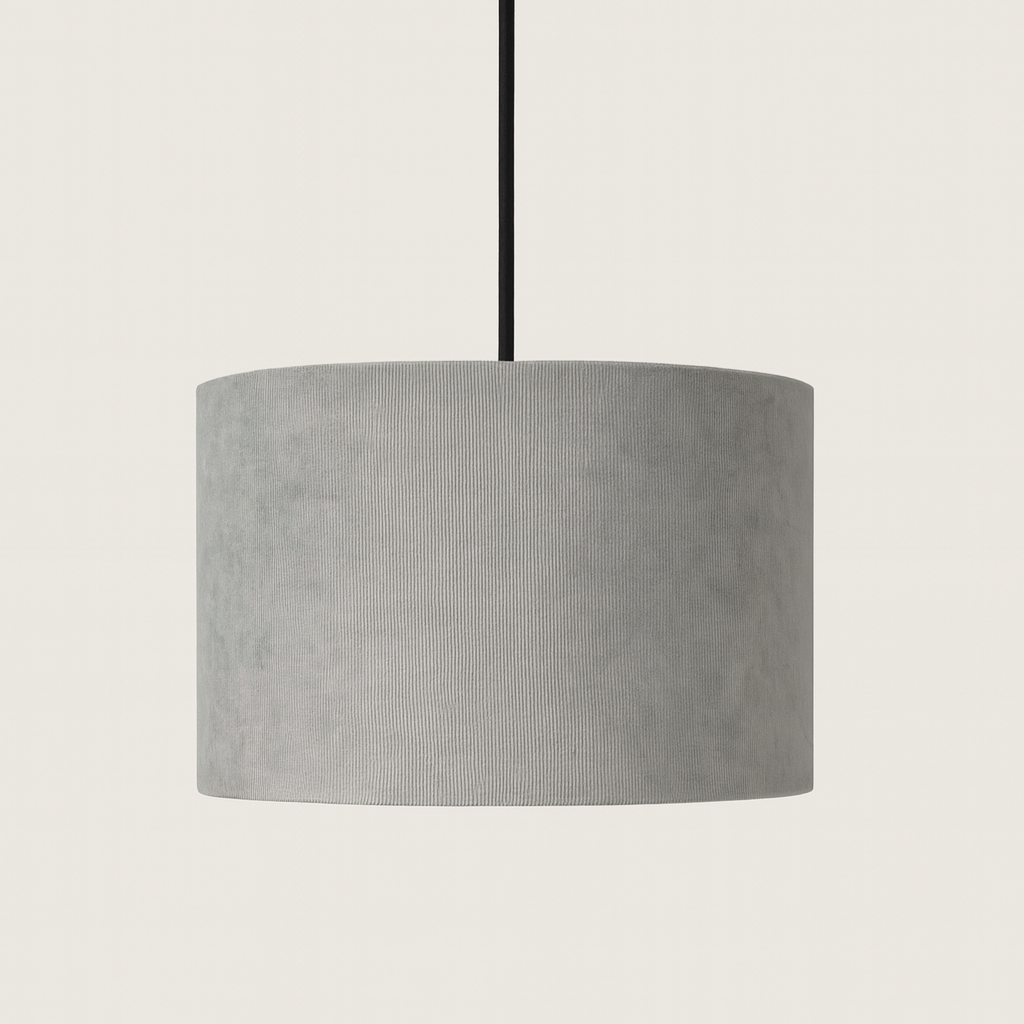 CGC LOLA Grey Corduroy 30cm Lampshade Matching Silk Inner