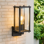 CGC MARIN Black Outdoor Wall Lantern Clear Bevelled Glass Diffuser Up IP44