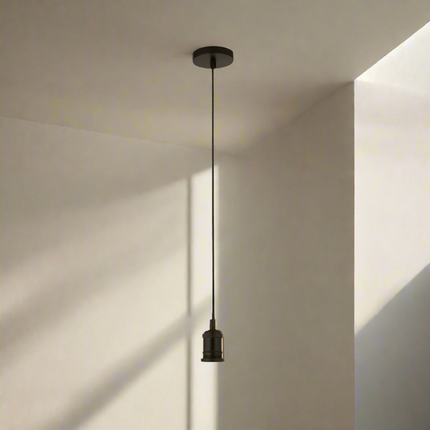 CGC CASSIE Black 1.5m adjustable E27 Ceiling Pendant and Matching ceiling Rose