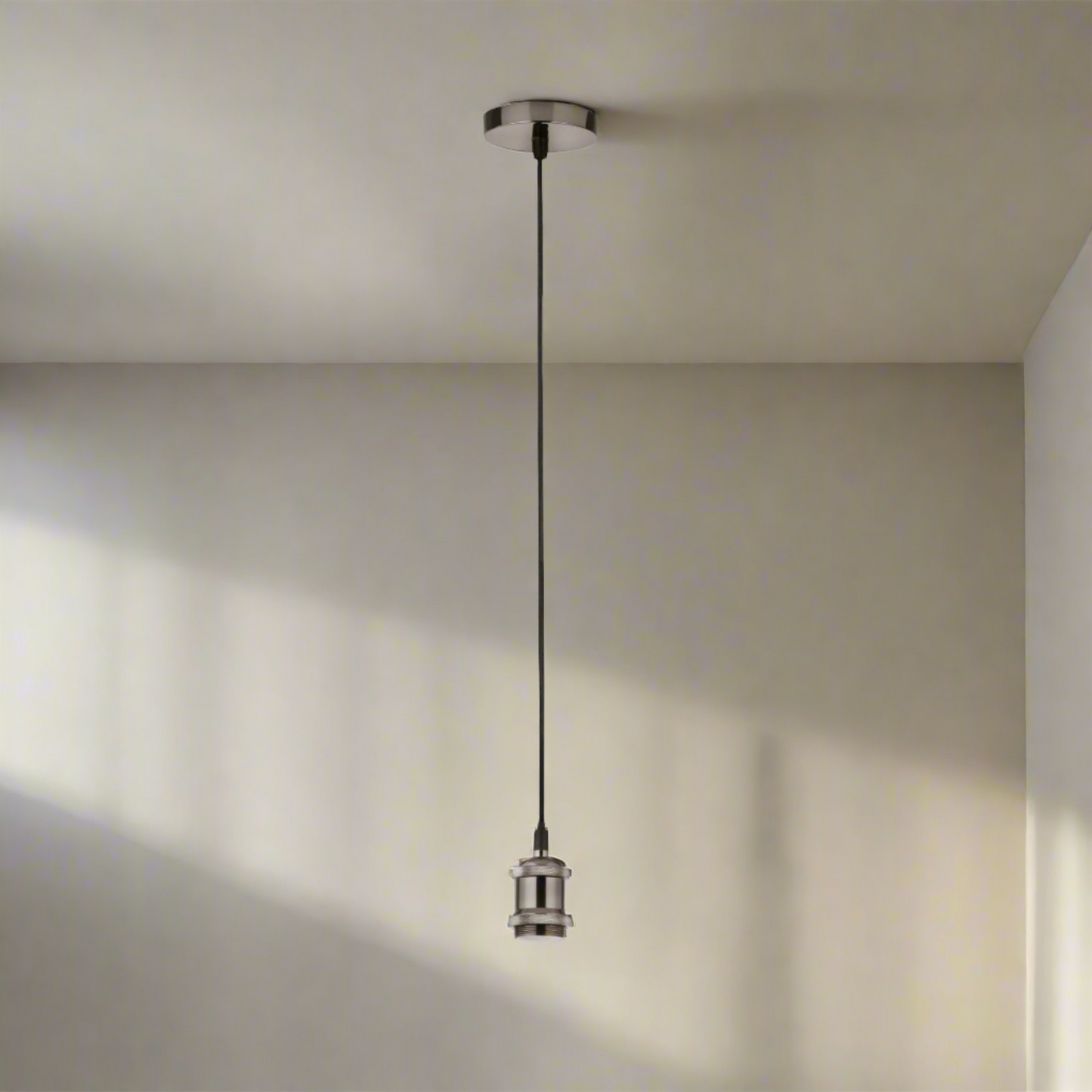 CGC CASSIE Satin Silver 1.5m adjustable E27 Ceiling Pendant and Matching ceiling Rose