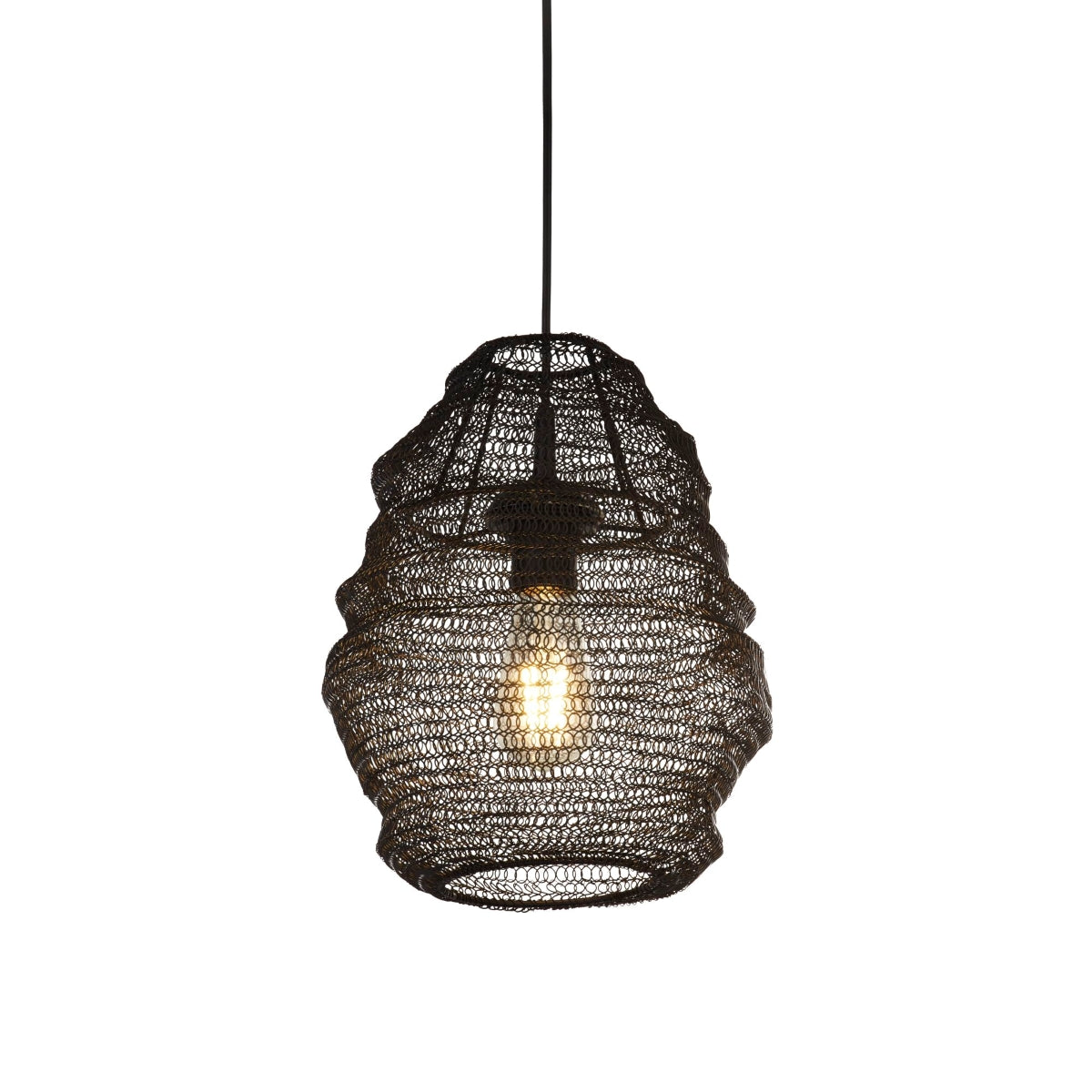 CGC CASABLANCA Medium Black Mesh Moroccan Metal Ceiling Pendant Light and Lamp Shade