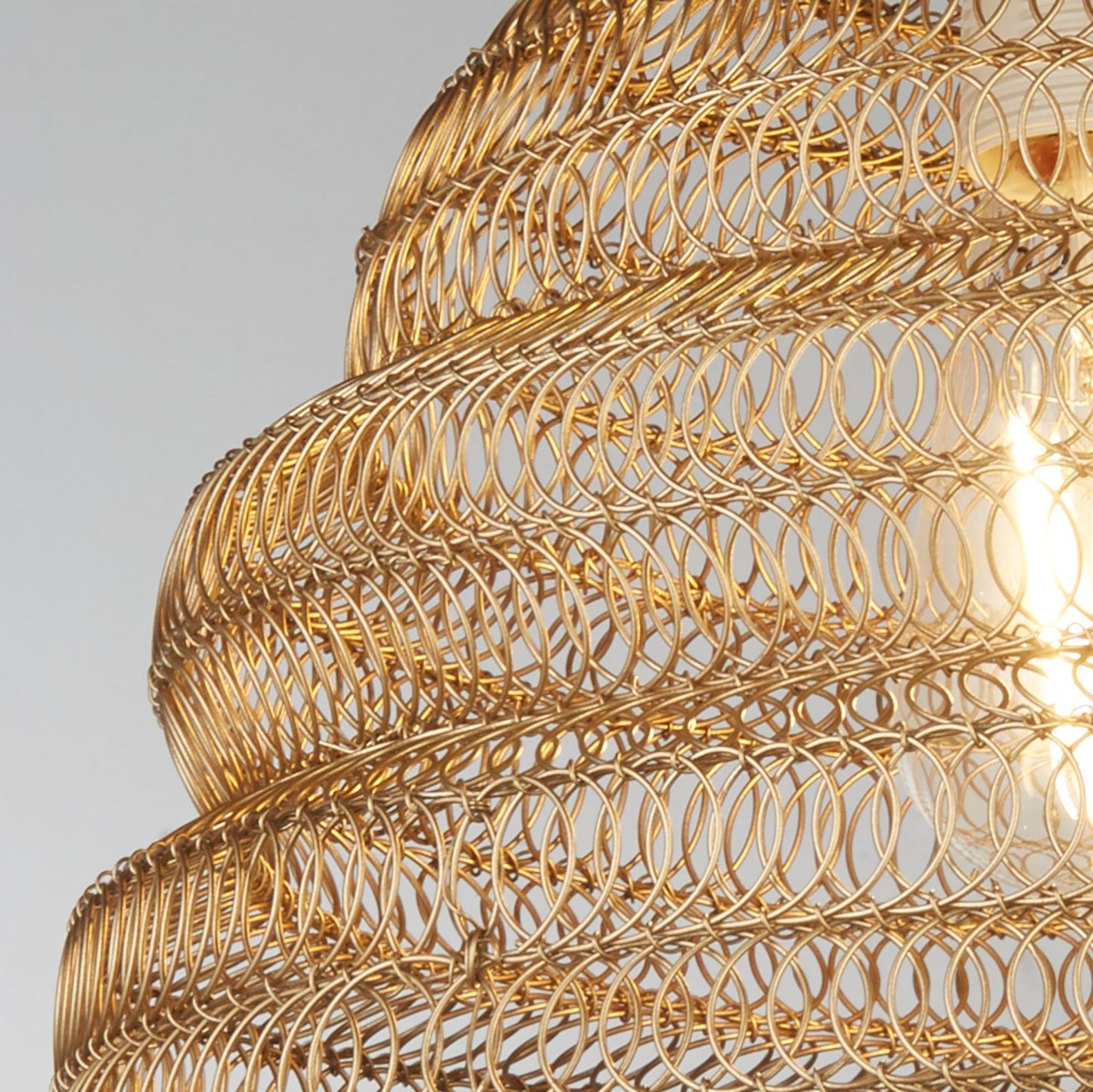 CGC CASABLANCA Medium Matt Gold Mesh Moroccan Metal Ceiling Pendant Light and Lamp Shade