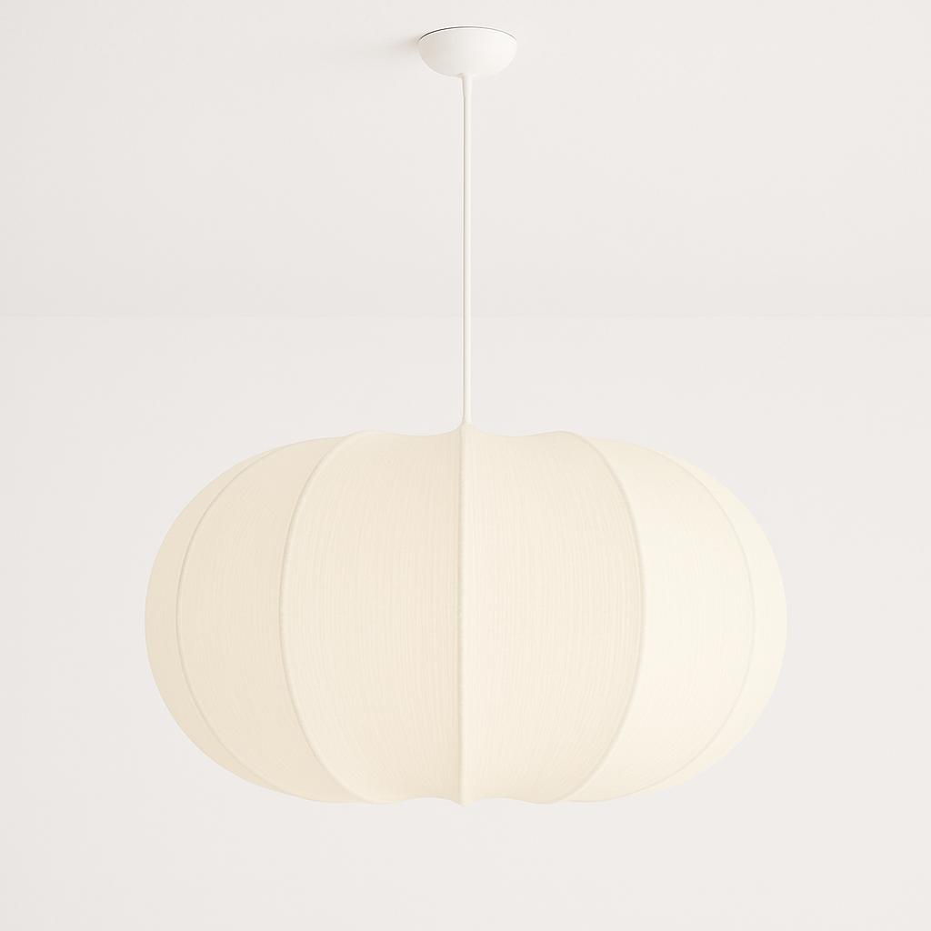 CGC LILA Cream Oval Stretch Ribbed Cotton Fabric Lampshade