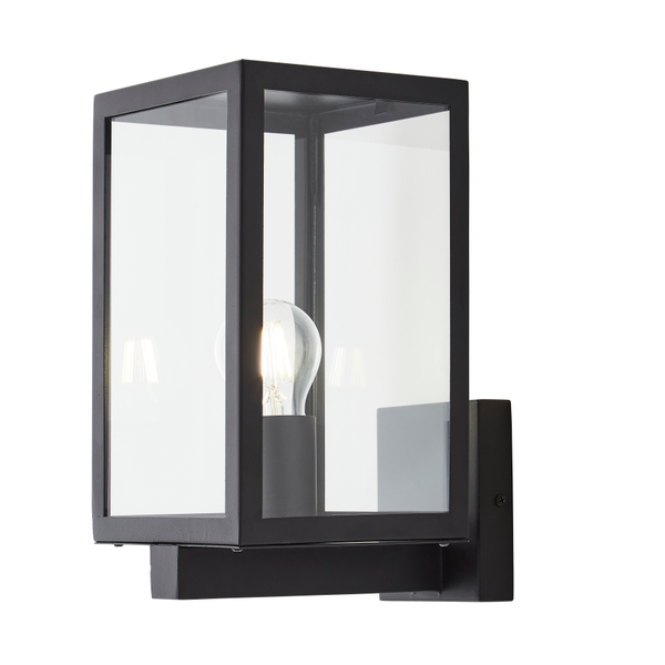CGC ARCHIE Anthracite Dark Grey Outdoor Up Wall Light Lantern Clear Glass IP44 E27