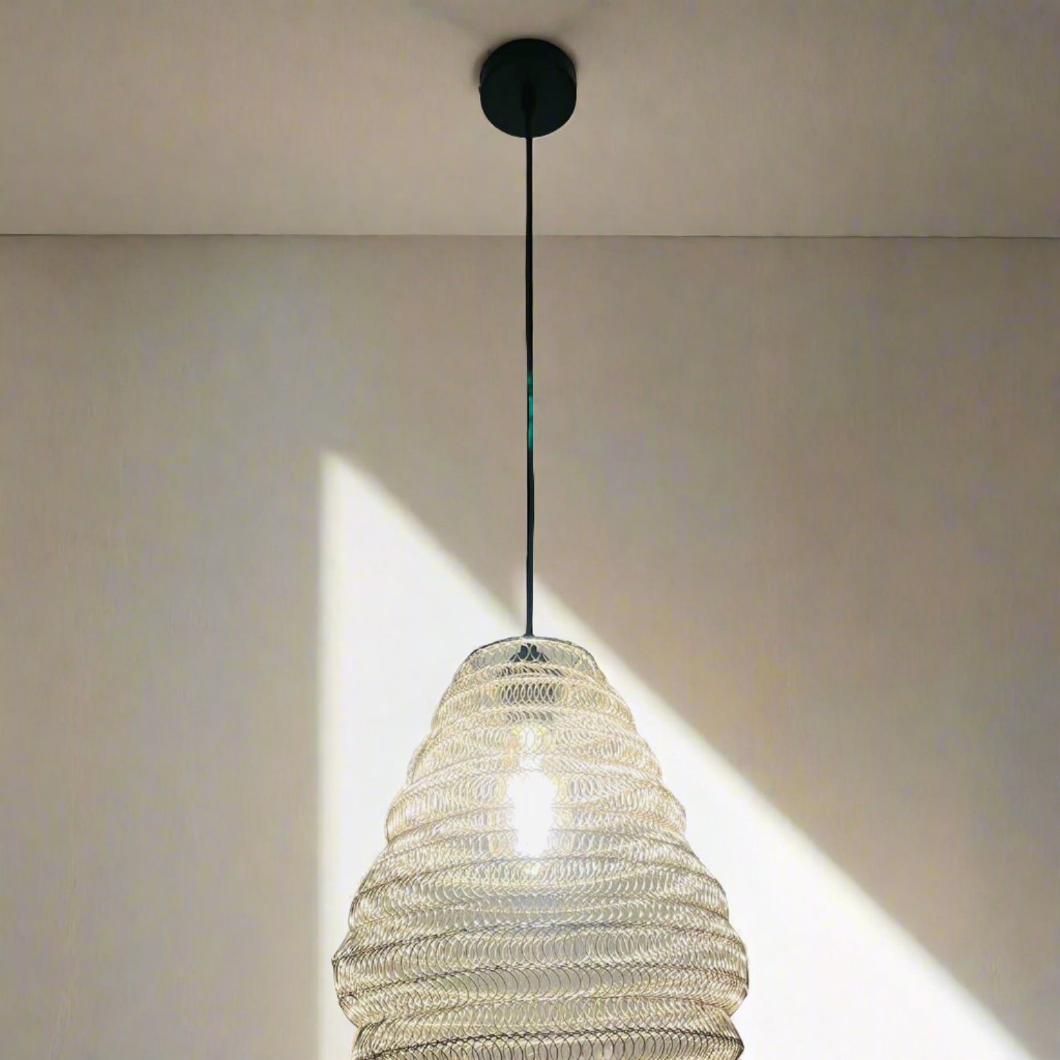CGC CASABLANCA Medium Silver Mesh Morrocan Metal Ceiling Pendant Light and Lamp Shade