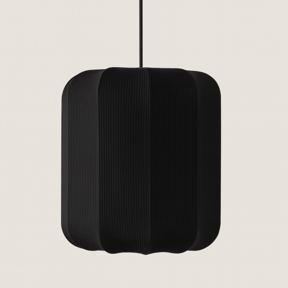 Black pendant lamp on a beige background