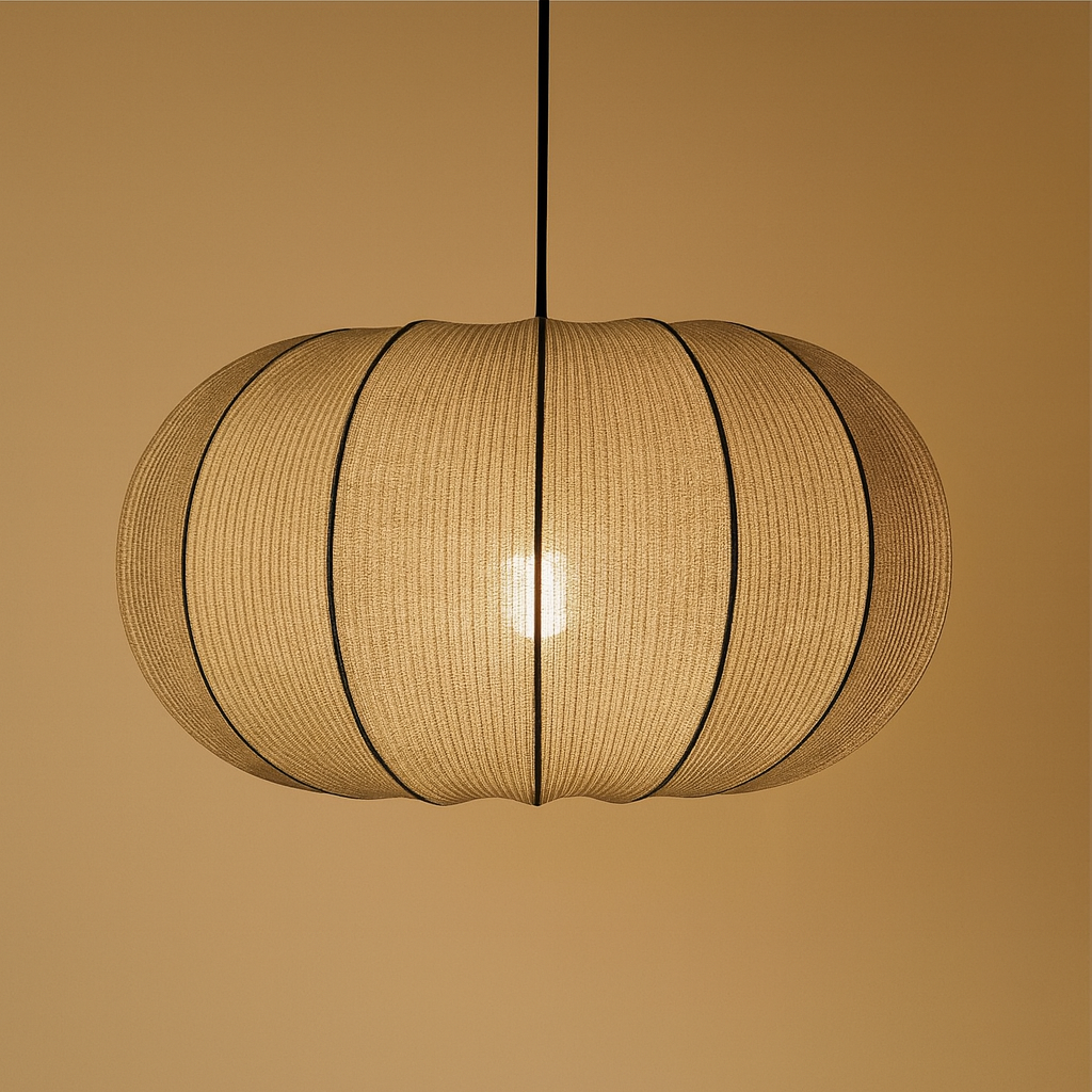 CGC LILA Grey Oval Stretch Ribbed Cotton Fabric Lampshade