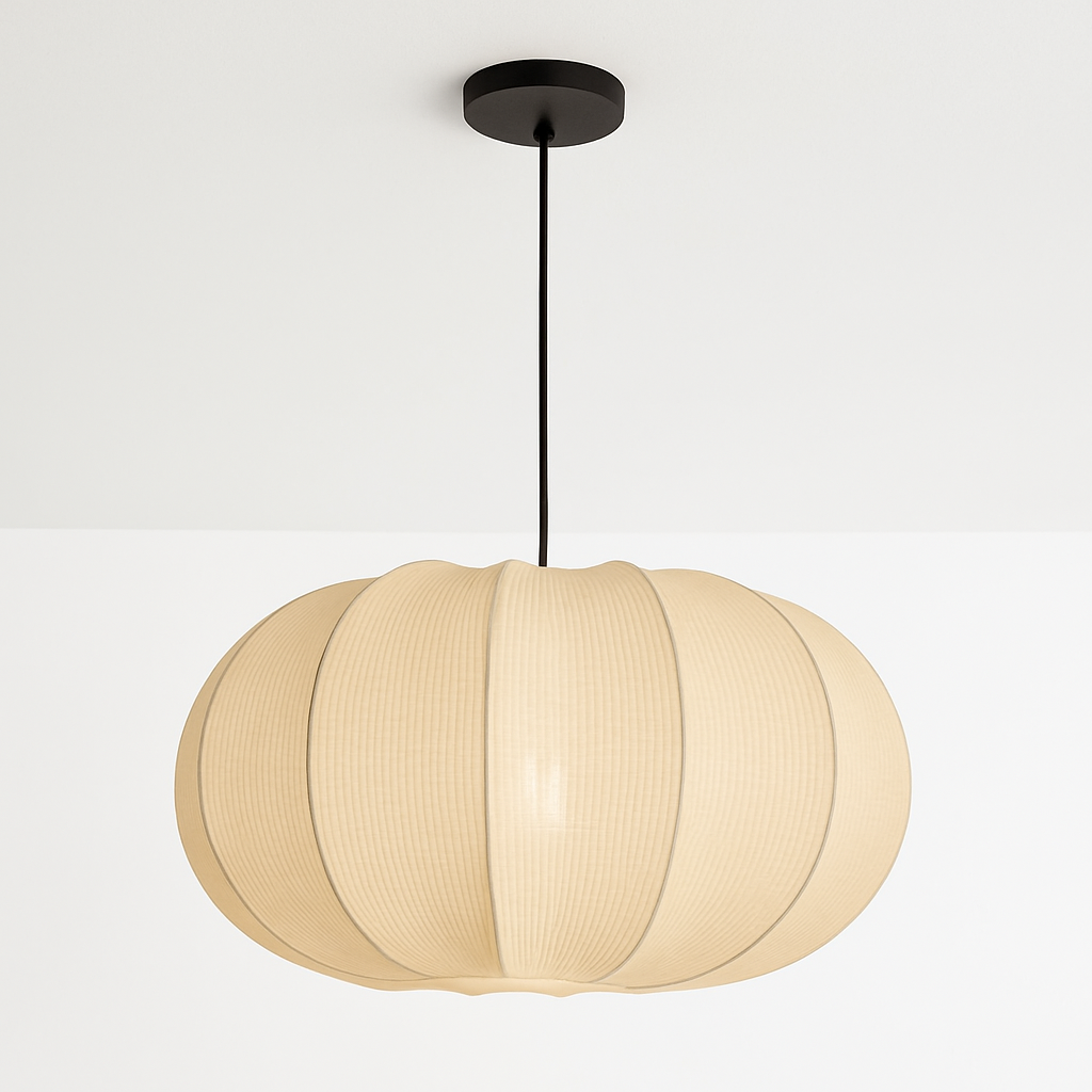 CGC LILA Cream Oval Stretch Ribbed Cotton Fabric Lampshade