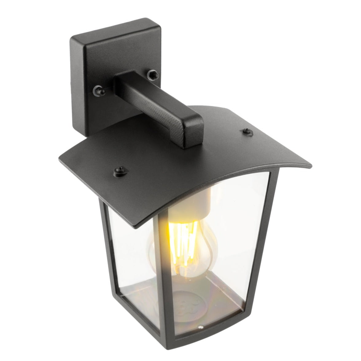 If you’re looking for a modern take on a traditional outdoor wall light, this black lantern wall light with clear diffuser is perfect for adding style and protection for your home. This classic design with a contemporary twist, styled with a metal lantern shape and fitted with clear polycarbonate diffusers that allows the light to shine effectively. This product also contains an imposing black finish, making it ideal for any home design - adding a statement to any wall it fits in