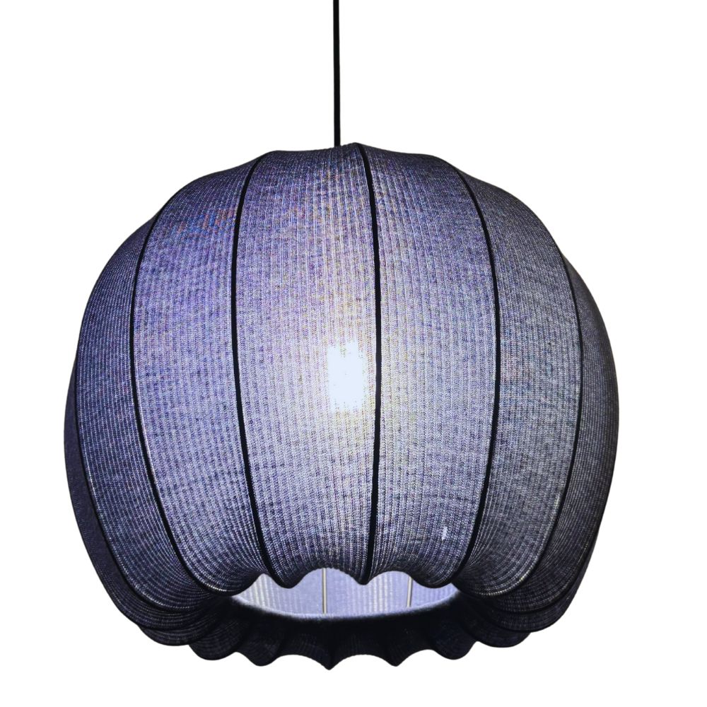 CGC LILA Navy Rounded Ribbed Stretch Cotton Fabric Lampshade