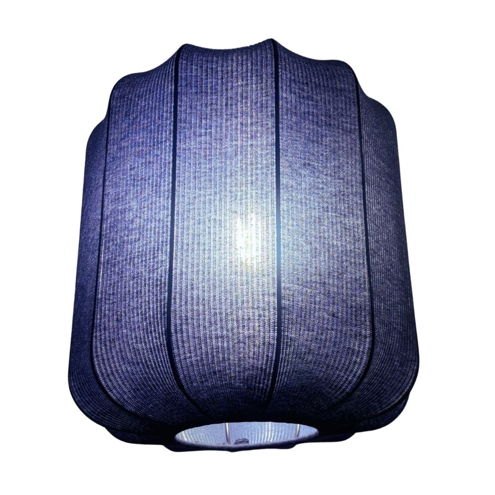 CGC LILA Navy Cylinder Ribbed Stretch Cotton Fabric Lampshade