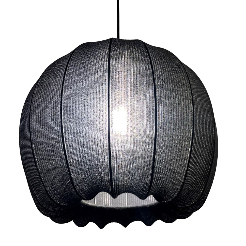 CGC LILA Black Rounded Ribbed Stretch Cotton Fabric Lampshade
