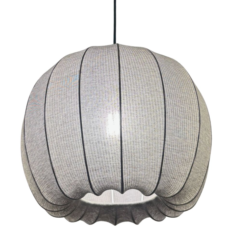 CGC LILA Grey Rounded Ribbed Stretch Cotton Fabric Lampshade