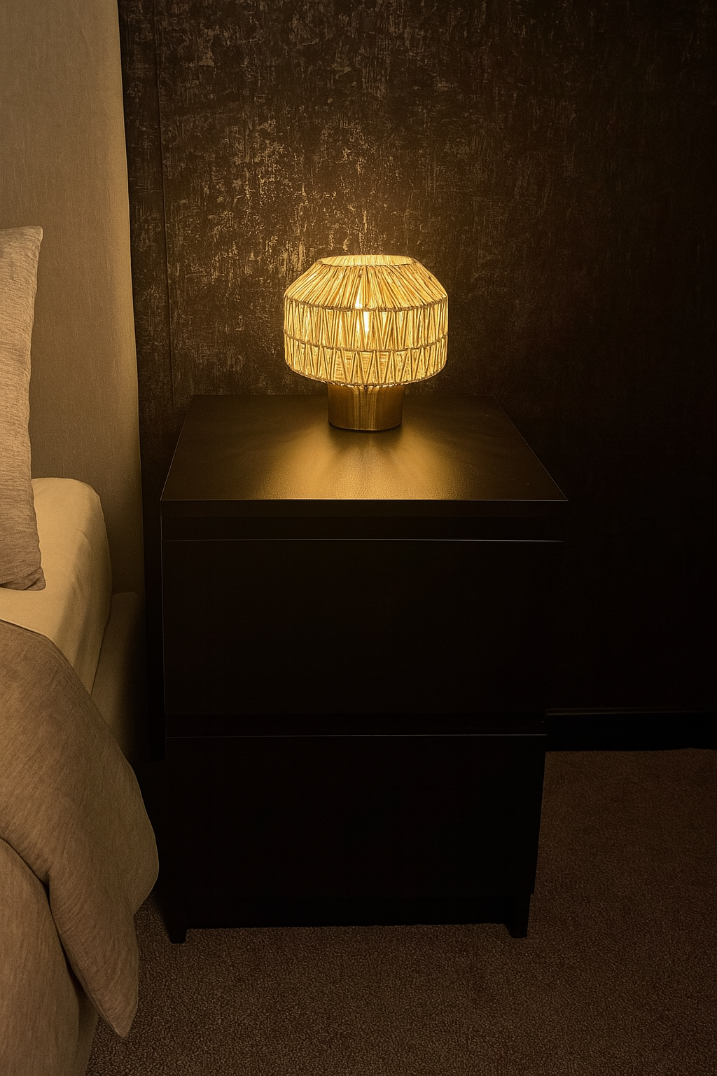 CGC WOVEN White Woven Table Lamp with Gold Base