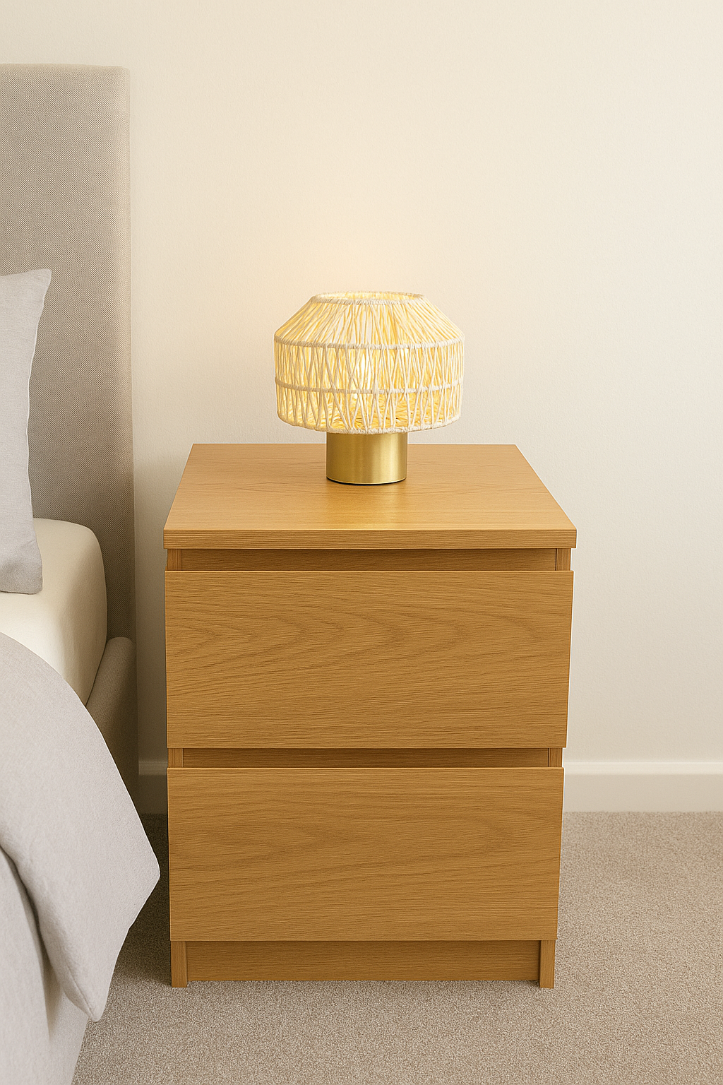 CGC WOVEN White Woven Table Lamp with Gold Base