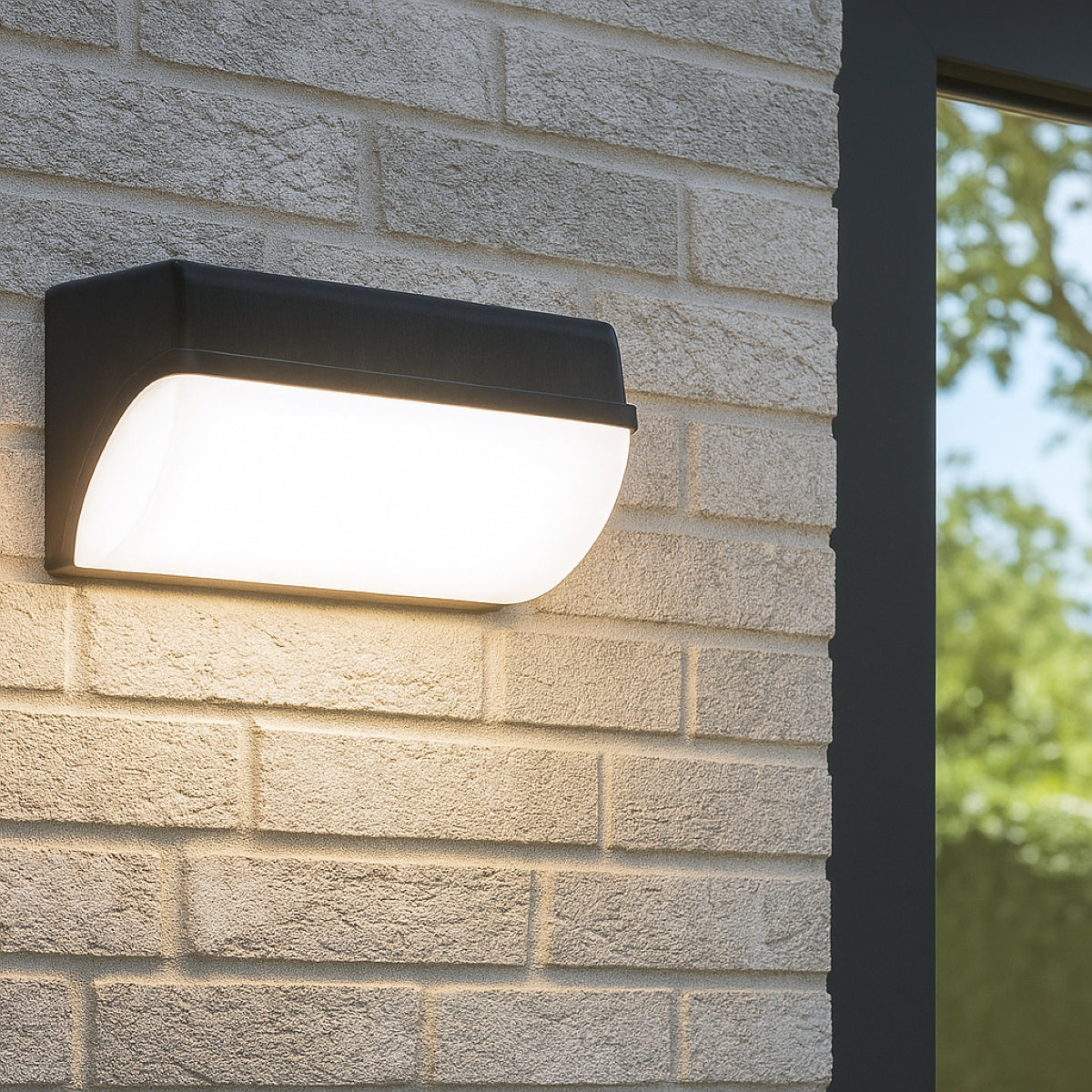 CGC ROX Black Curved Outdoor LED Wall Light with Opal Diffuser IP65 10W