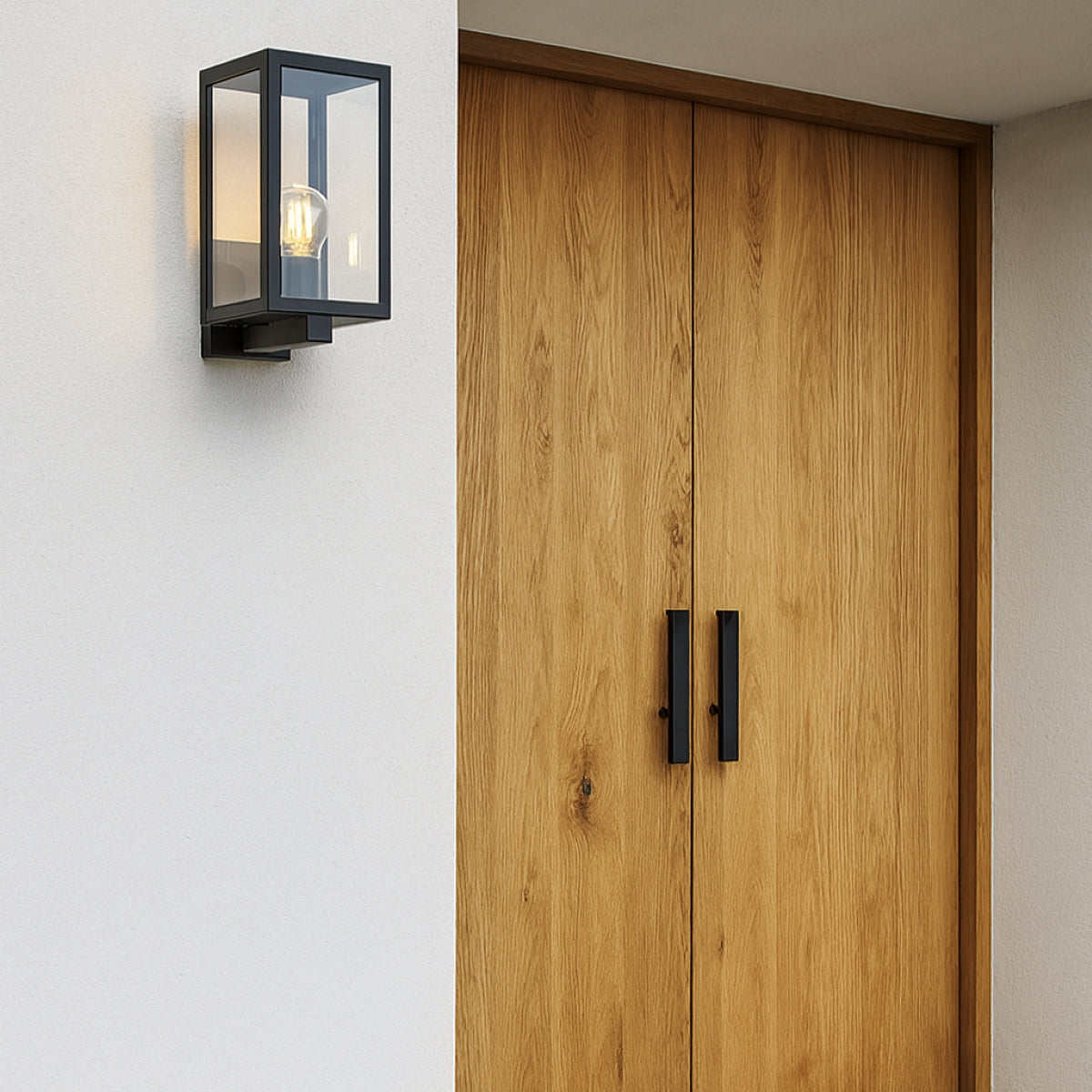 CGC ARCHIE Anthracite Dark Grey Outdoor Up Wall Light Lantern Clear Glass IP44 E27