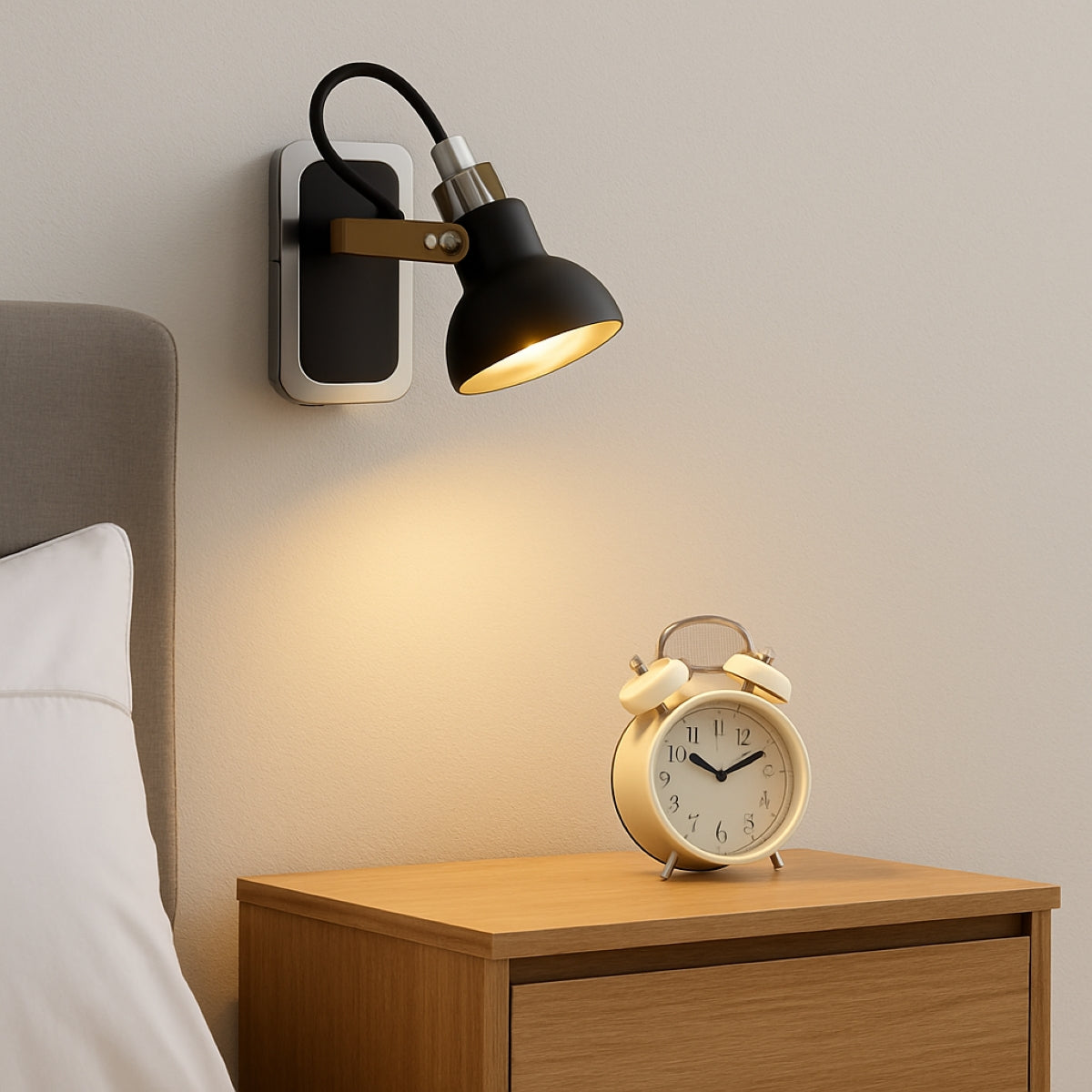 CGC SAFF Black Adjustable Wall Ceiling Light With Gold & Chrome Detail
