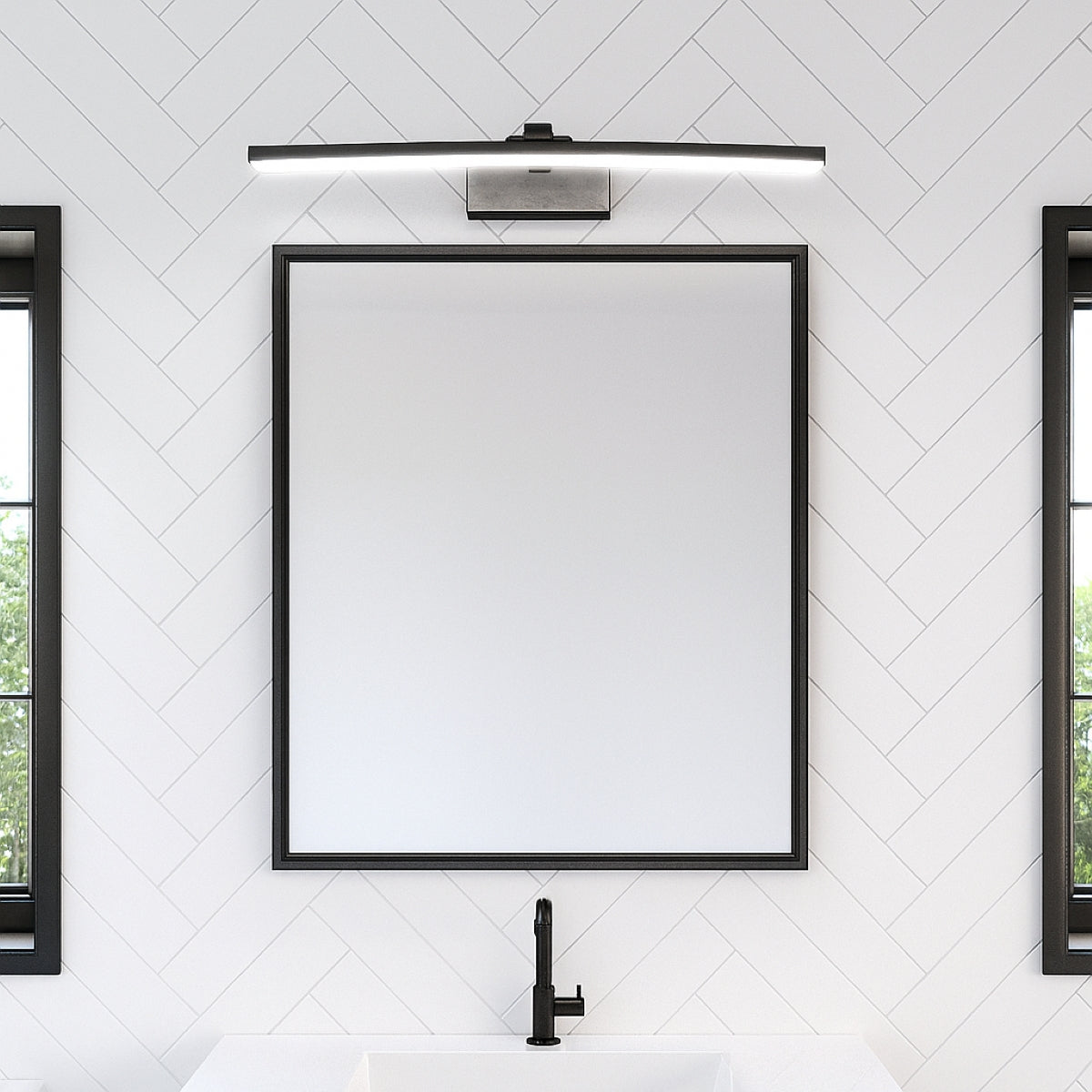 CGC RUBY Black Curved IP44 Bathroom Mirror Wall Light 12W