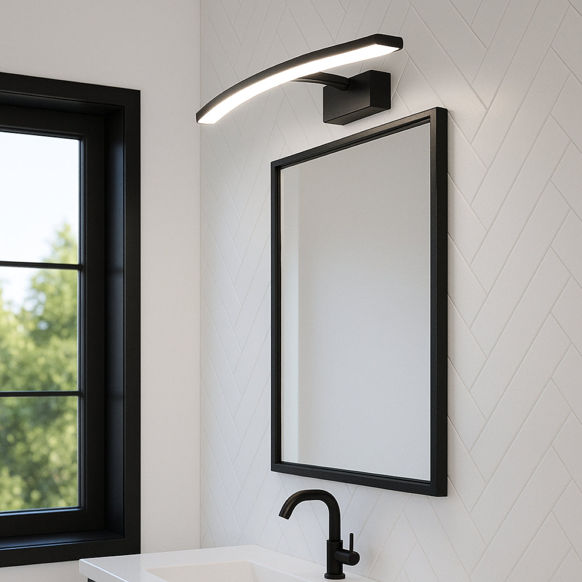 CGC RUBY Black Curved IP44 Bathroom Mirror Wall Light 12W