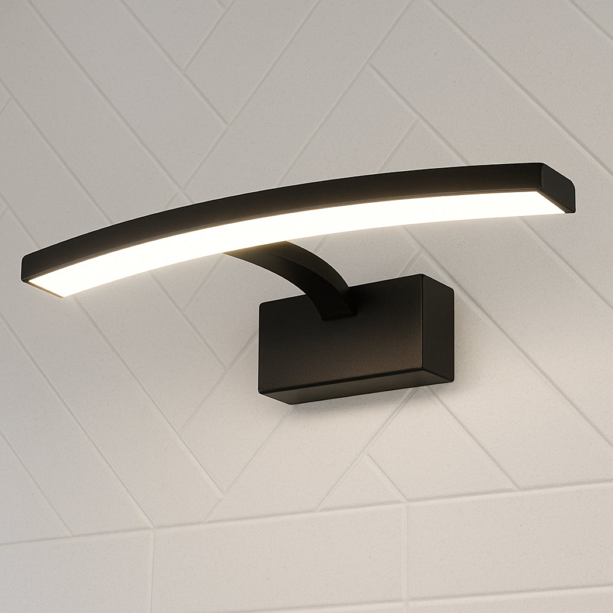 CGC RUBY Black Curved IP44 Bathroom Mirror Wall Light 12W