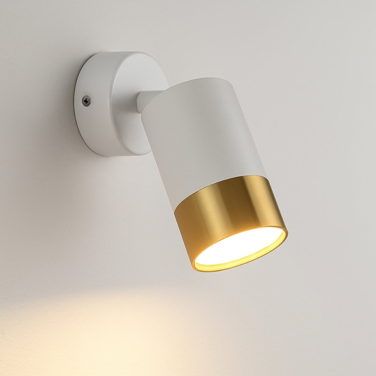 CGC PUZON White & Gold GU10 Adjustable Single GU10 Spotlight Wall or Ceiling Light