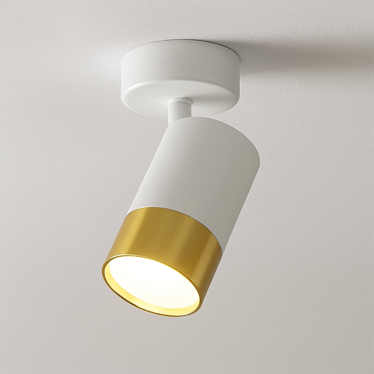 CGC PUZON White & Gold GU10 Adjustable Single GU10 Spotlight Wall or Ceiling Light