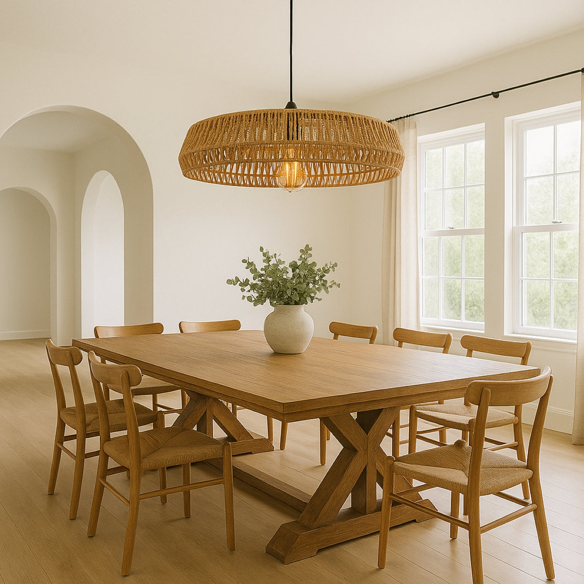 CGC Extra Large 70cm Natural String Woven Round Easy Fit Lampshade