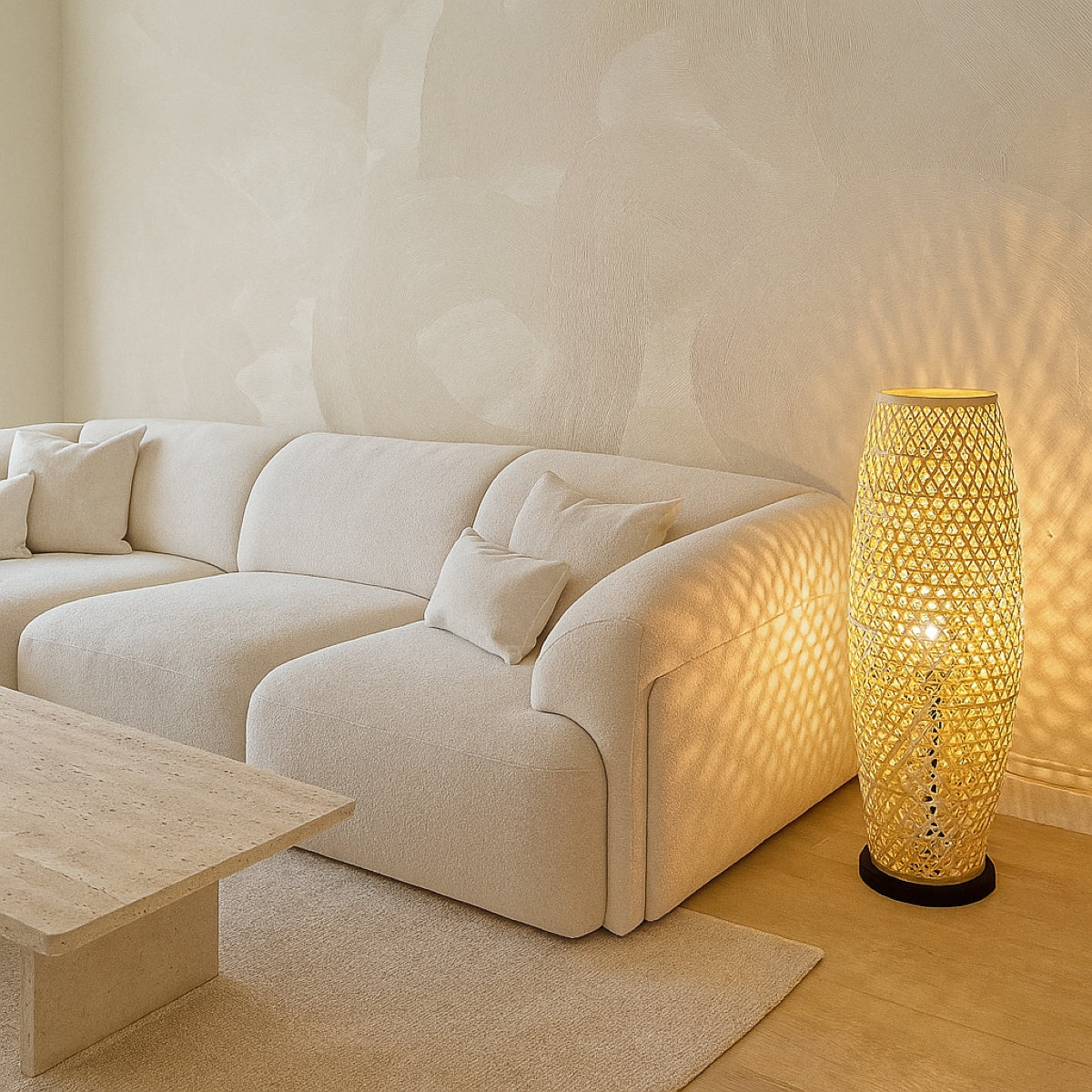 CGC Large 83cm Natural Bamboo Floor Lamp