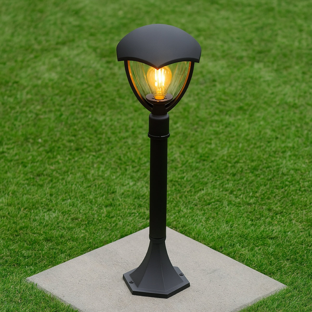 CGC POPPY Black Curved Post Bollard Coach Lantern Outdoor Garden Light