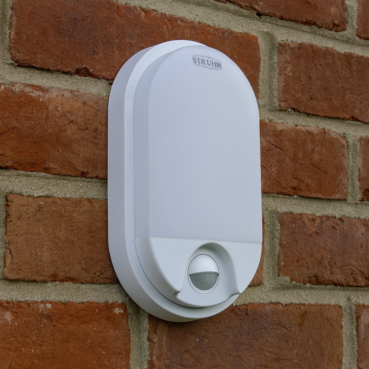 CGC LEAH White Opal Oval Outdoor Wall Light With PIR Motion Sensor