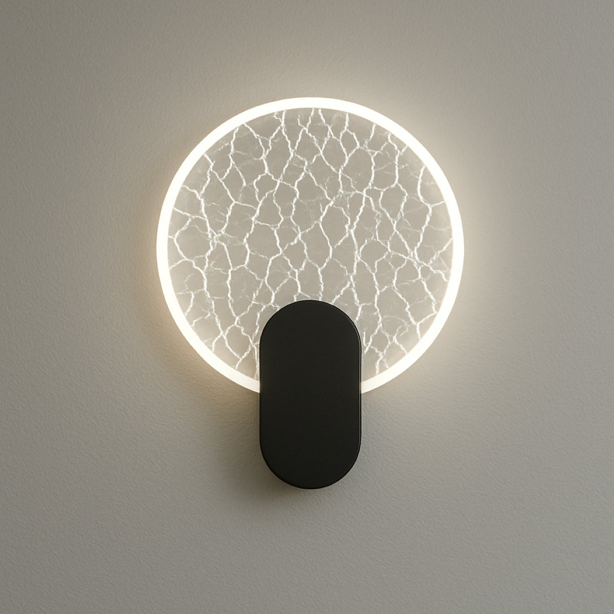 CGC CRACKLE Indoor Round LED Wall Light Black Gold and Crackle Glass Effect 6W 4200k Natural White 730lm