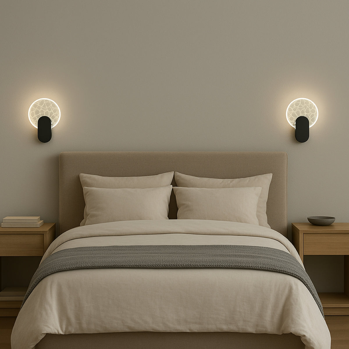 CGC CRACKLE Indoor Round LED Wall Light Black Gold and Crackle Glass Effect 6W 4200k Natural White 730lm