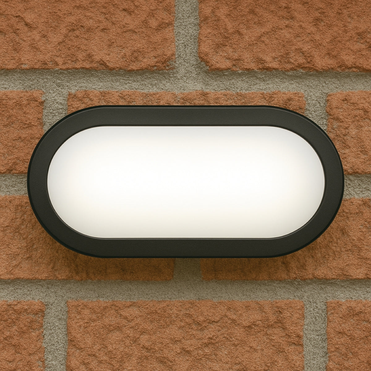 CGC SONNY Black Opal Oval Outdoor Wall Light Bulkhead 12W