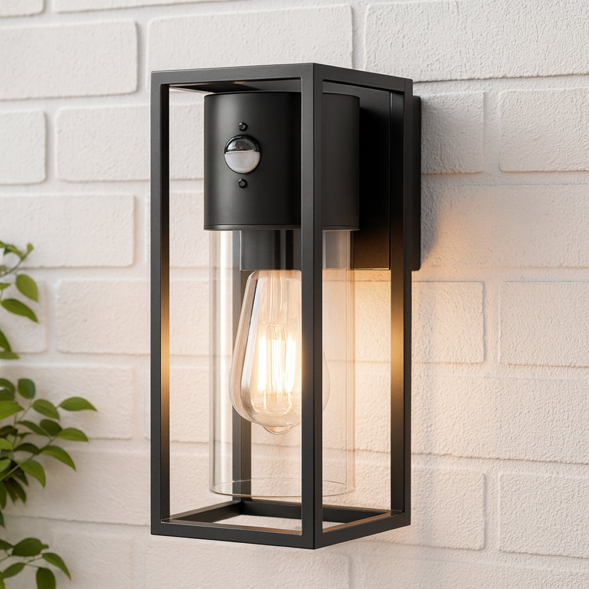CGC ZOEY PIR Anthracite Dark Grey E27 Outdoor Wall Light Clear Diffuser IP54