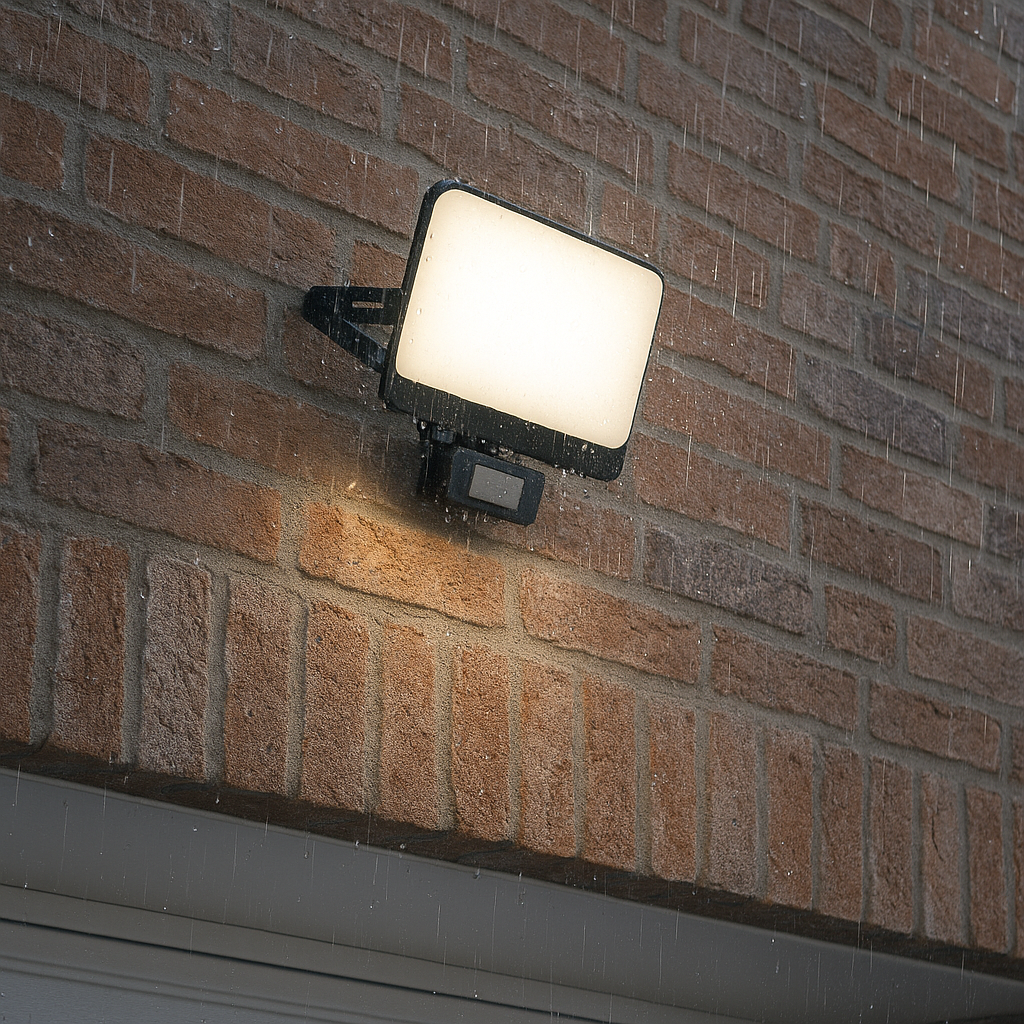 CGC PARRY 15W LED PIR Motion Sensor Floodlight Black Body with Full Front White Opal Diffuser 1300lm 4000k