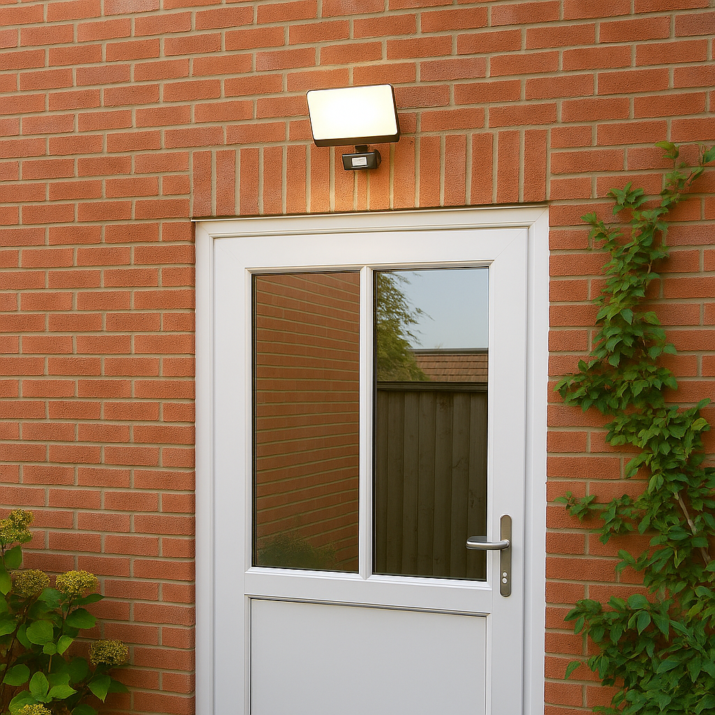 CGC PARRY 15W LED PIR Motion Sensor Floodlight Black Body with Full Front White Opal Diffuser 1300lm 4000k