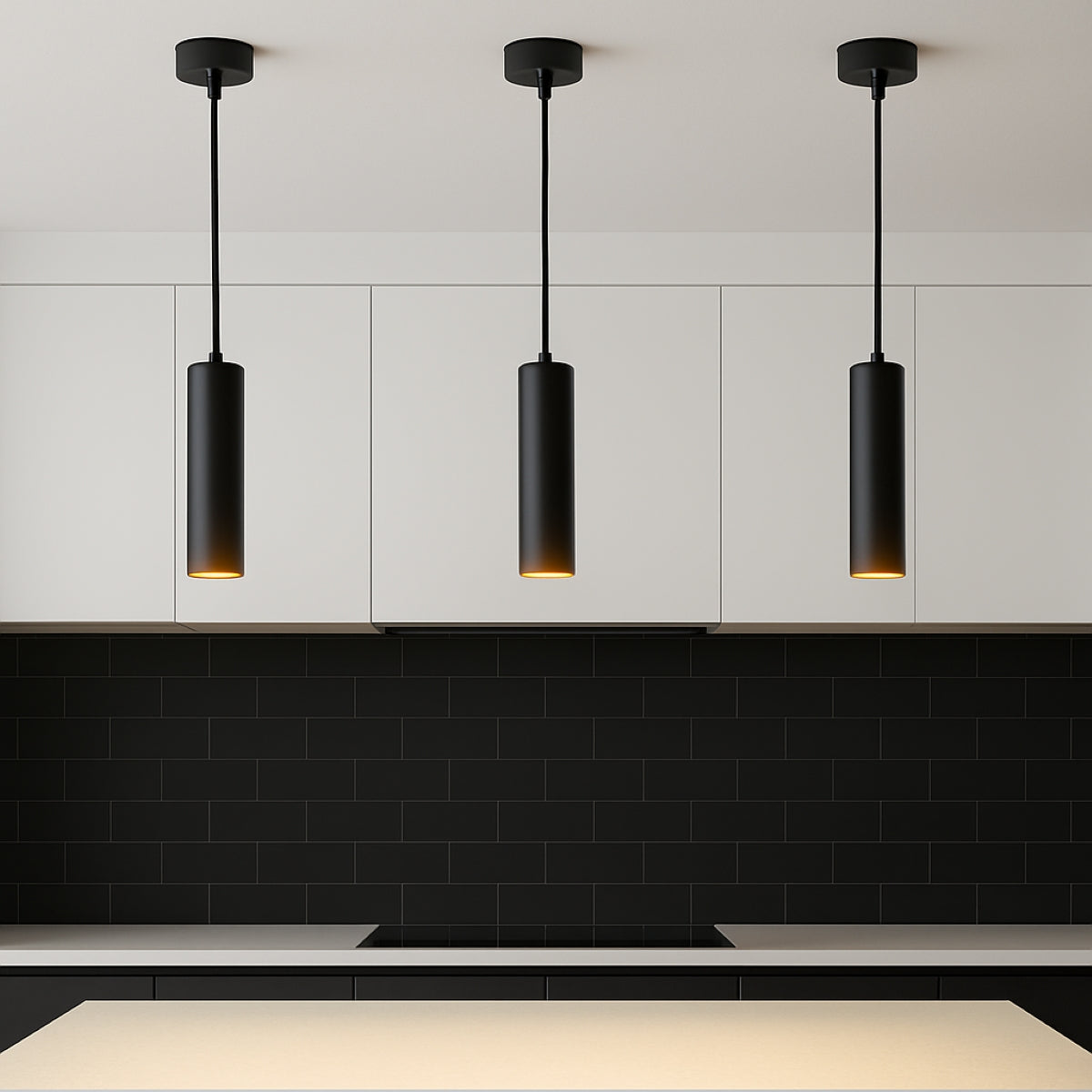 CGC RUTH Black Suspended Cylinder Ceiling Light