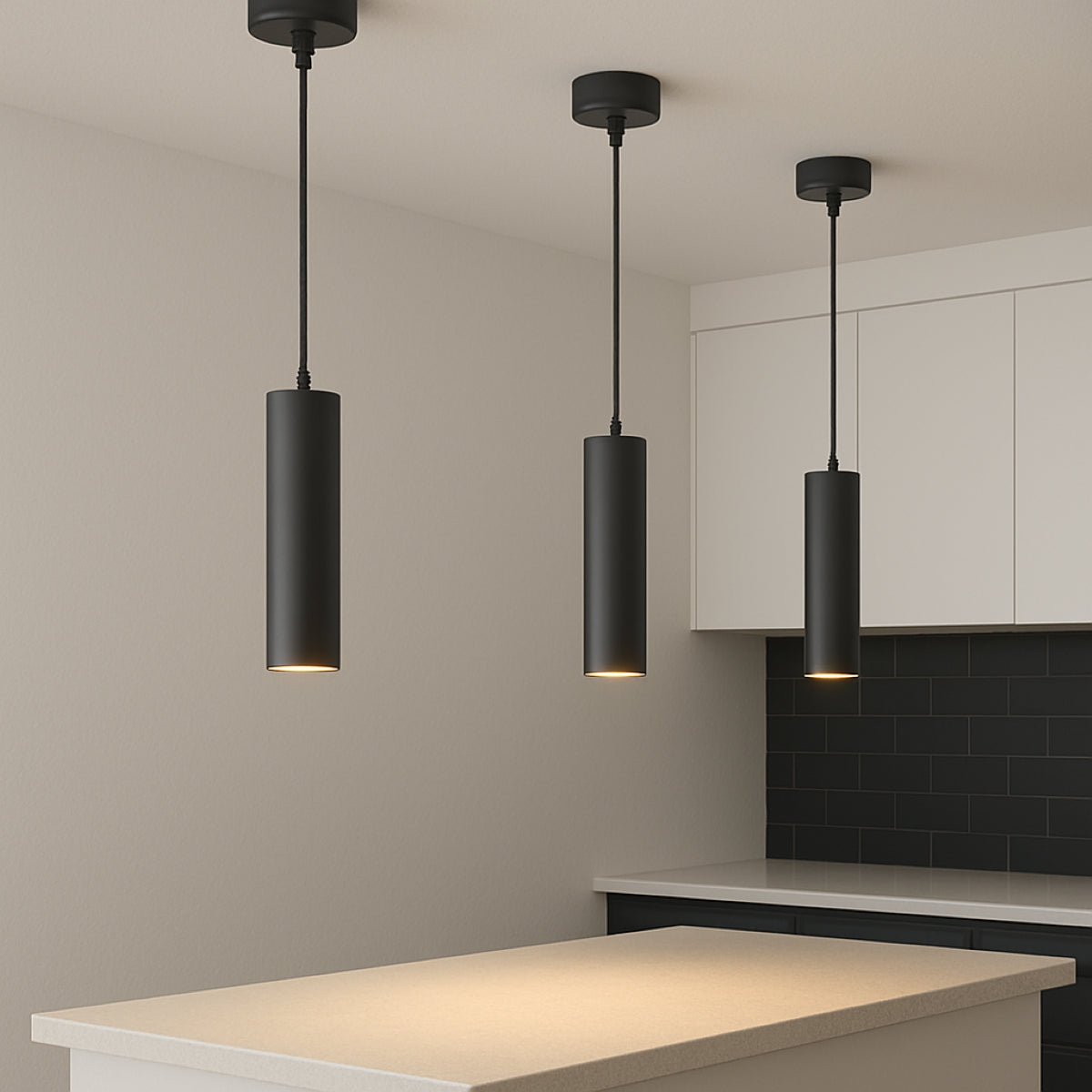 CGC RUTH Black Suspended Cylinder Ceiling Light