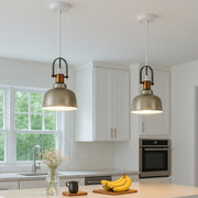 CGC GEORGIE Industrial Metal Pendant Light Champagne & White inner with Brass Fitting