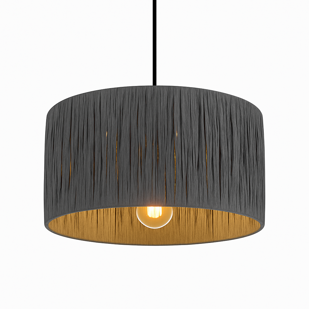 CGC RAFI Raffia Taupe Pleated Lampshade Easy Fit Pendant Shade