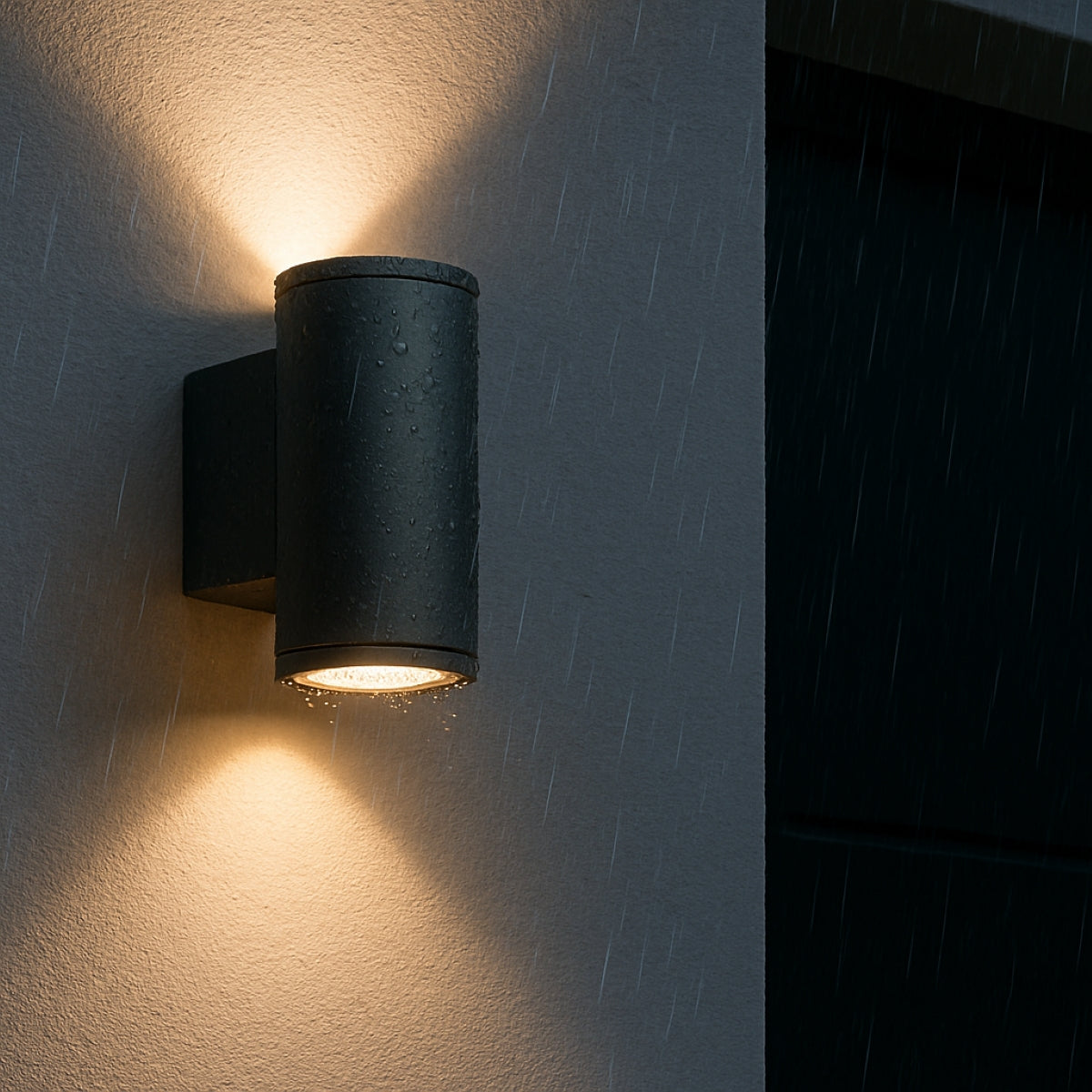 CGC SHERRI Black Cylinder Outdoor Up and Down Wall Light