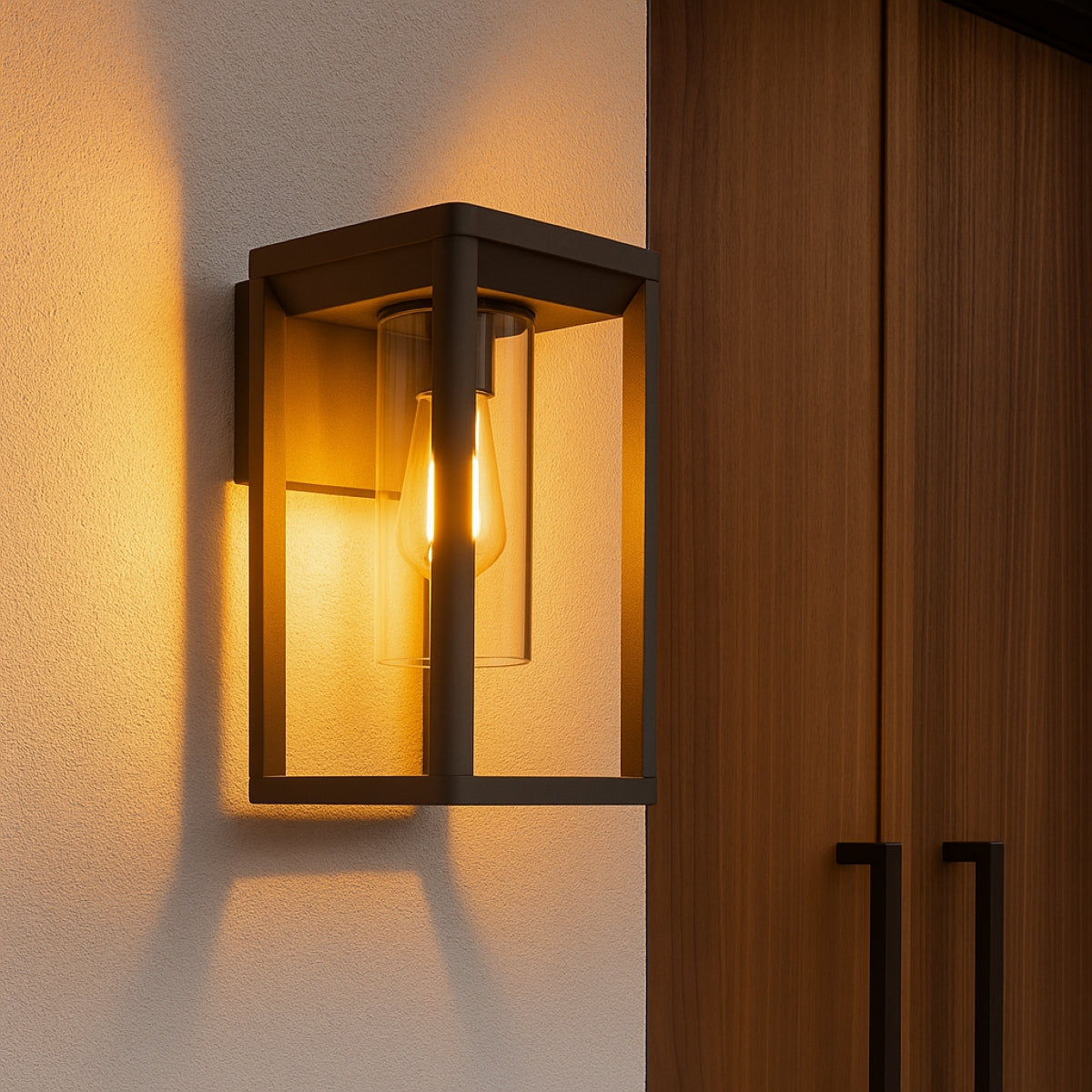 CGC MADDISON Anthracite Grey E27 Outdoor Wall Light Lantern Clear Diffuser IP54