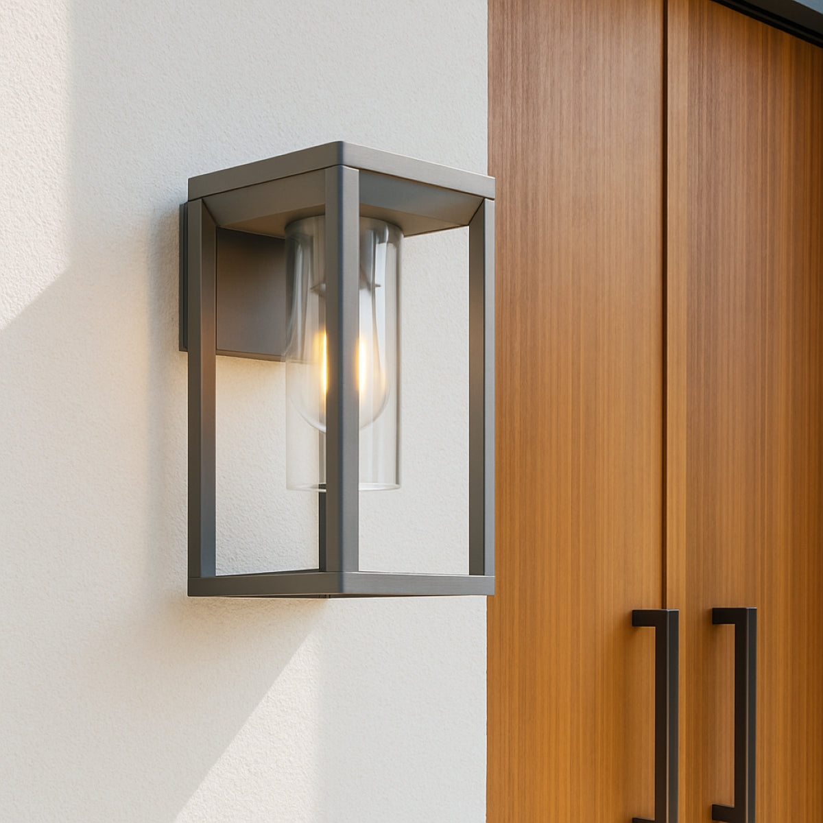 CGC MADDISON Anthracite Grey E27 Outdoor Wall Light Lantern Clear Diffuser IP54