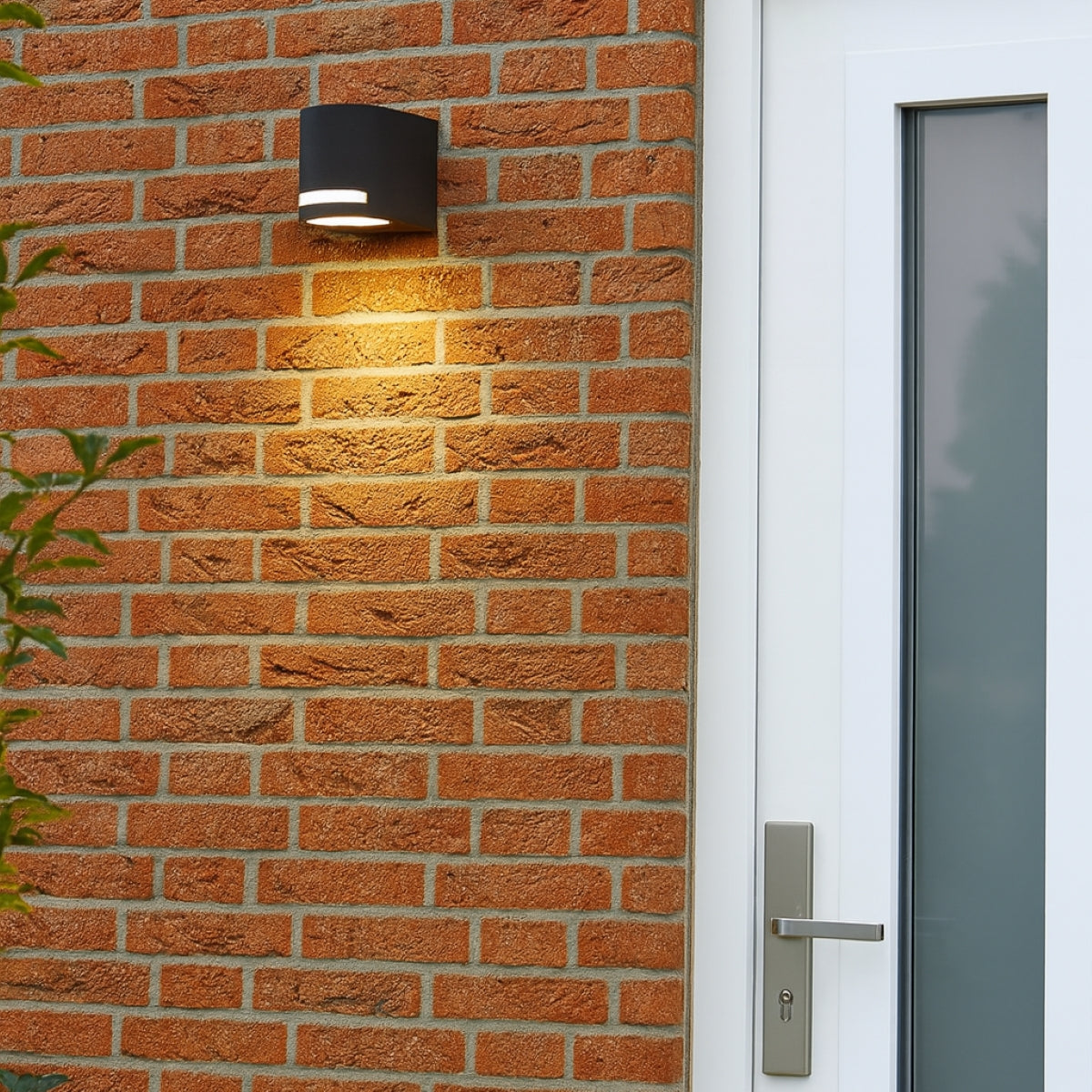 CGC OAX Black Curved GU10 Single Down Outdoor Wall Light with Halo Front Illumination IP54 240V