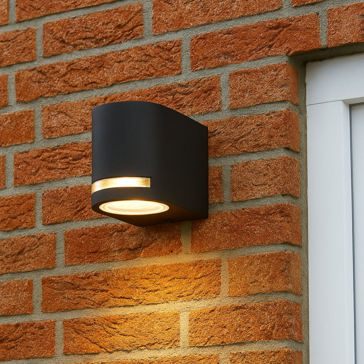 CGC OAX Black Curved GU10 Single Down Outdoor Wall Light with Halo Front Illumination IP54 240V